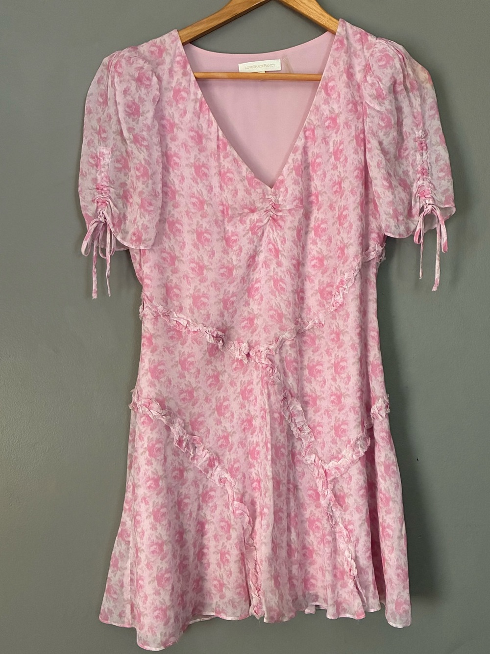 LOVESHACKFANCY Posh Dress | Pink Coquette Roses Floral | Feminine Girly Romantic - Picture 2 of 11